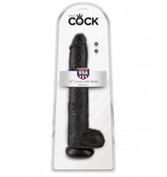 Dildo-KING COCK 14"""" WITH BALLS BLACK